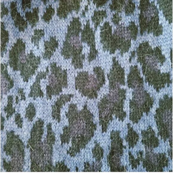 kate spade meow adriatic blue leopard hat beanie and scarf set like new - Picture 3 of 5